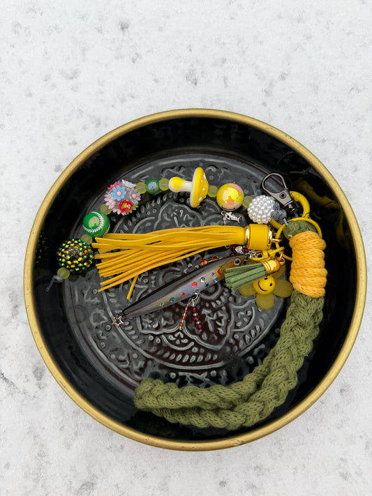 Bijou de sac coloré - Grigri - porte-clés - " Sardine" - pièce unique