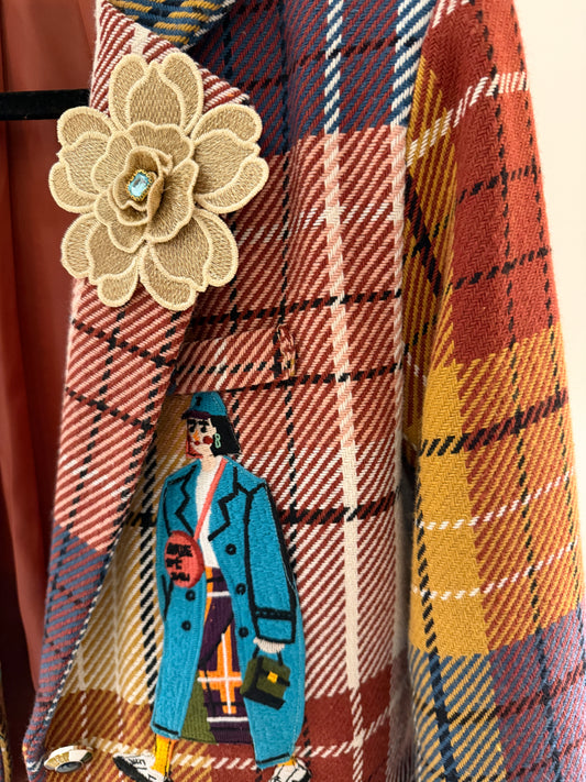 Veste blazer écossaise bleue