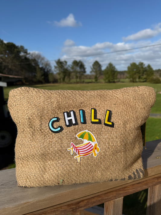 Pochette femme - "Chill" - toile de jute - pièce unique