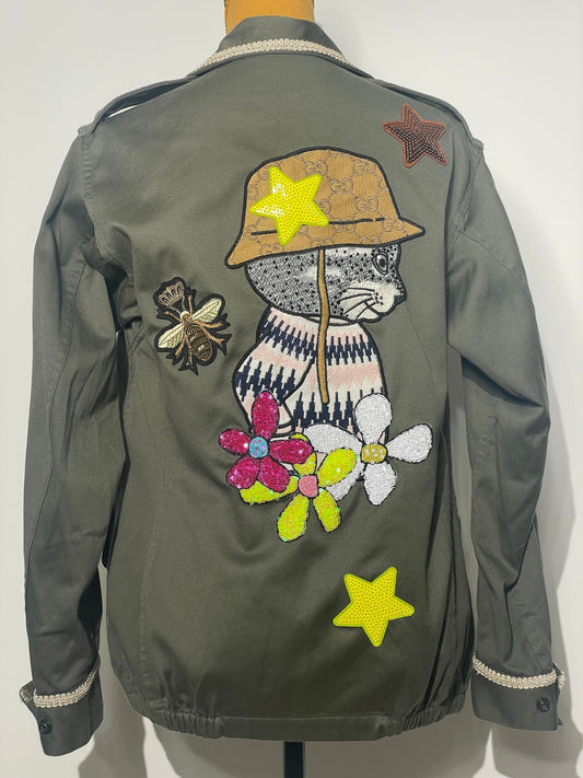 Veste Treillis militaire customisée “Général Chat-Mallow ”