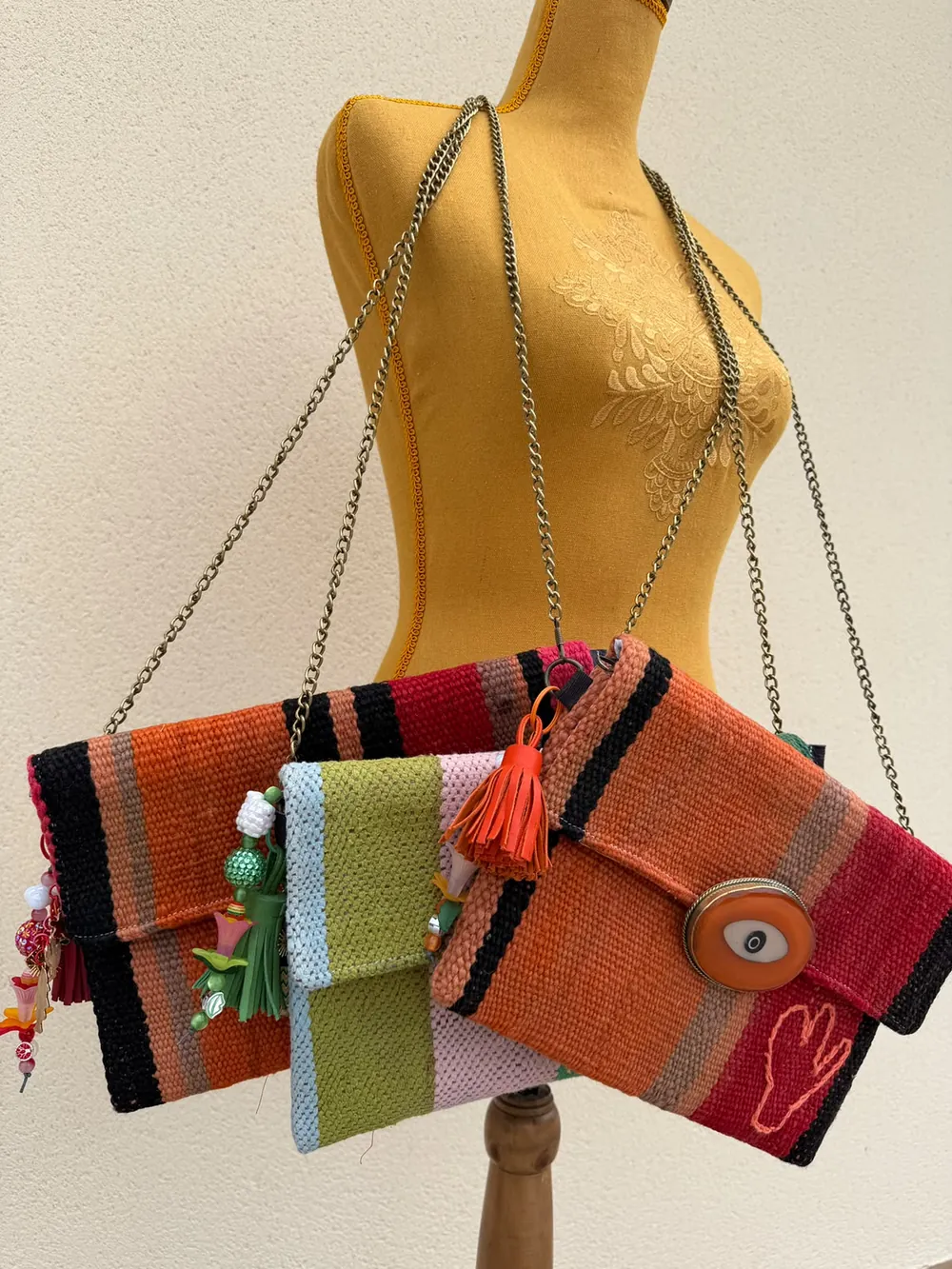 Trio de sacs Nomade en tissus colorés