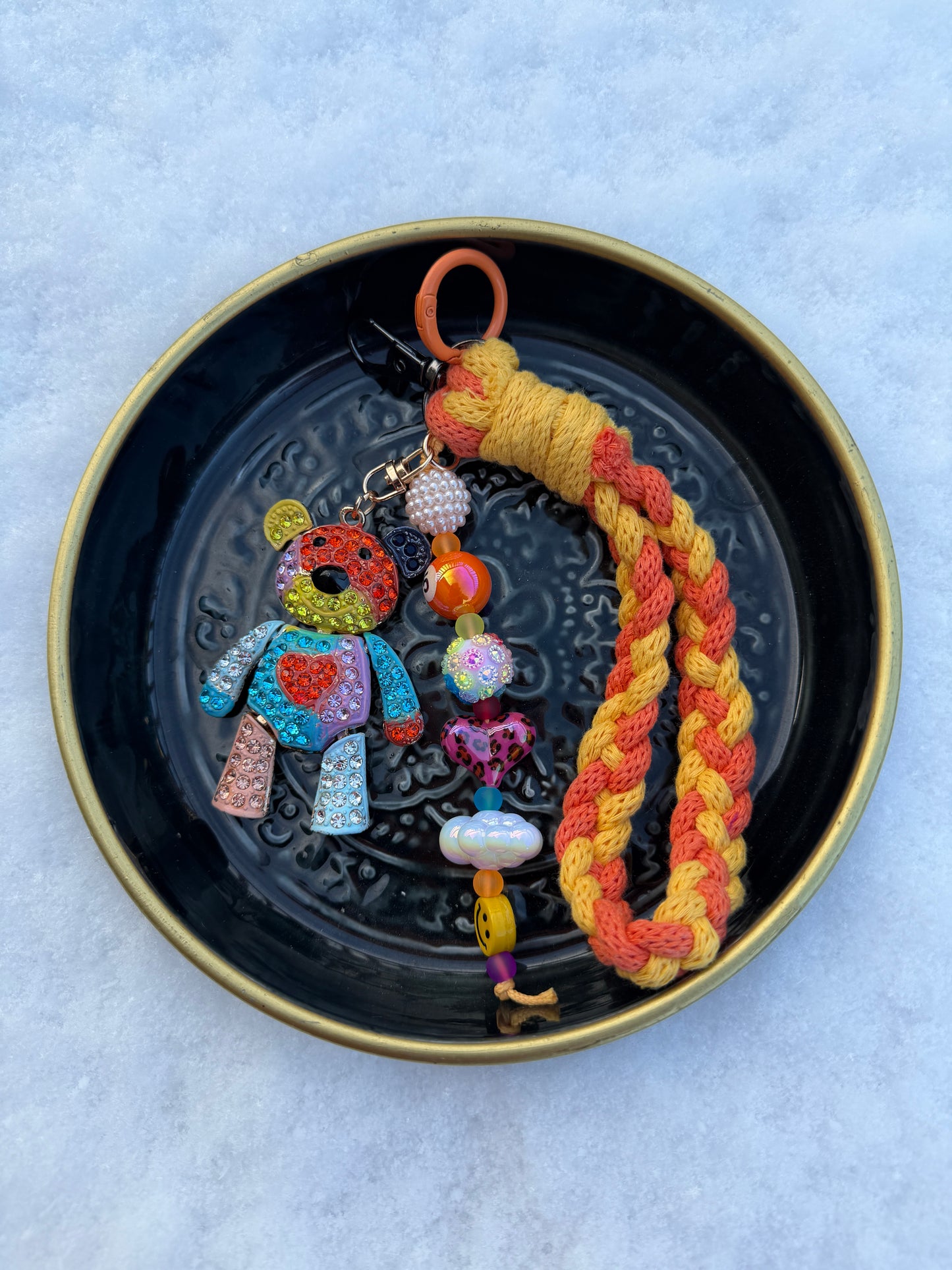 Bijou de sac coloré - Grigri - porte-clés - " Ourson"-  pièce unique