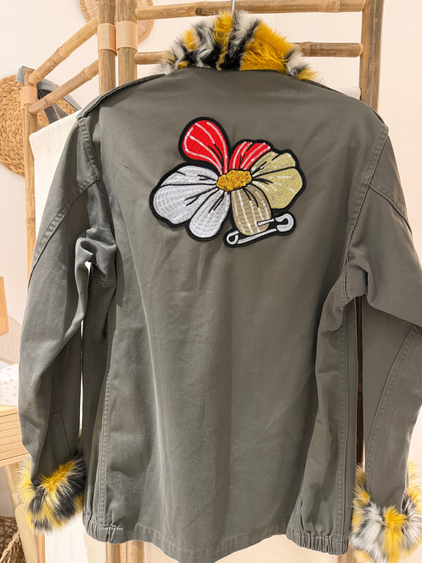 Veste Treillis militaire customisée - "Sunshine" - pièce unique