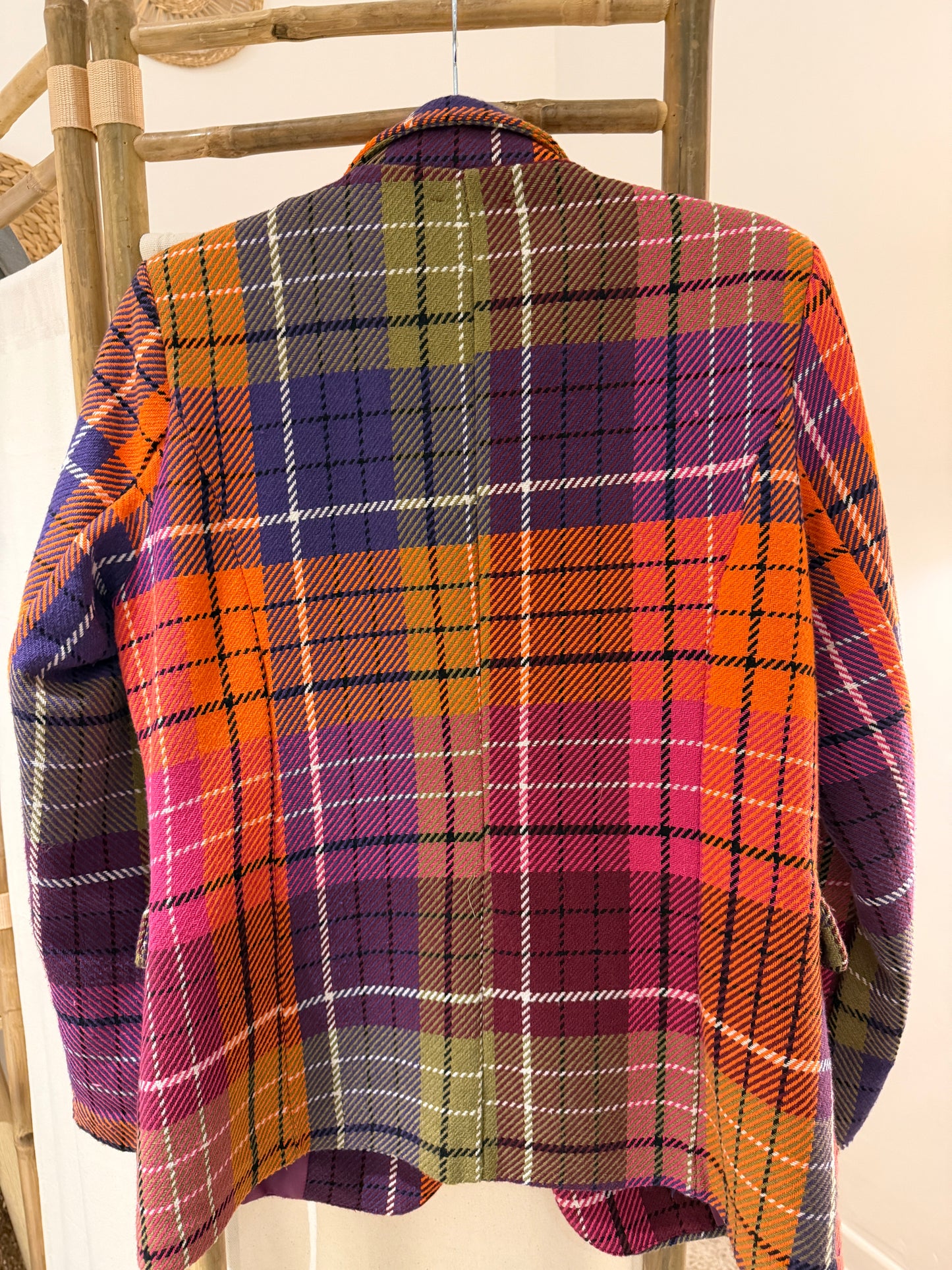 veste blazer écossaise rose orangée