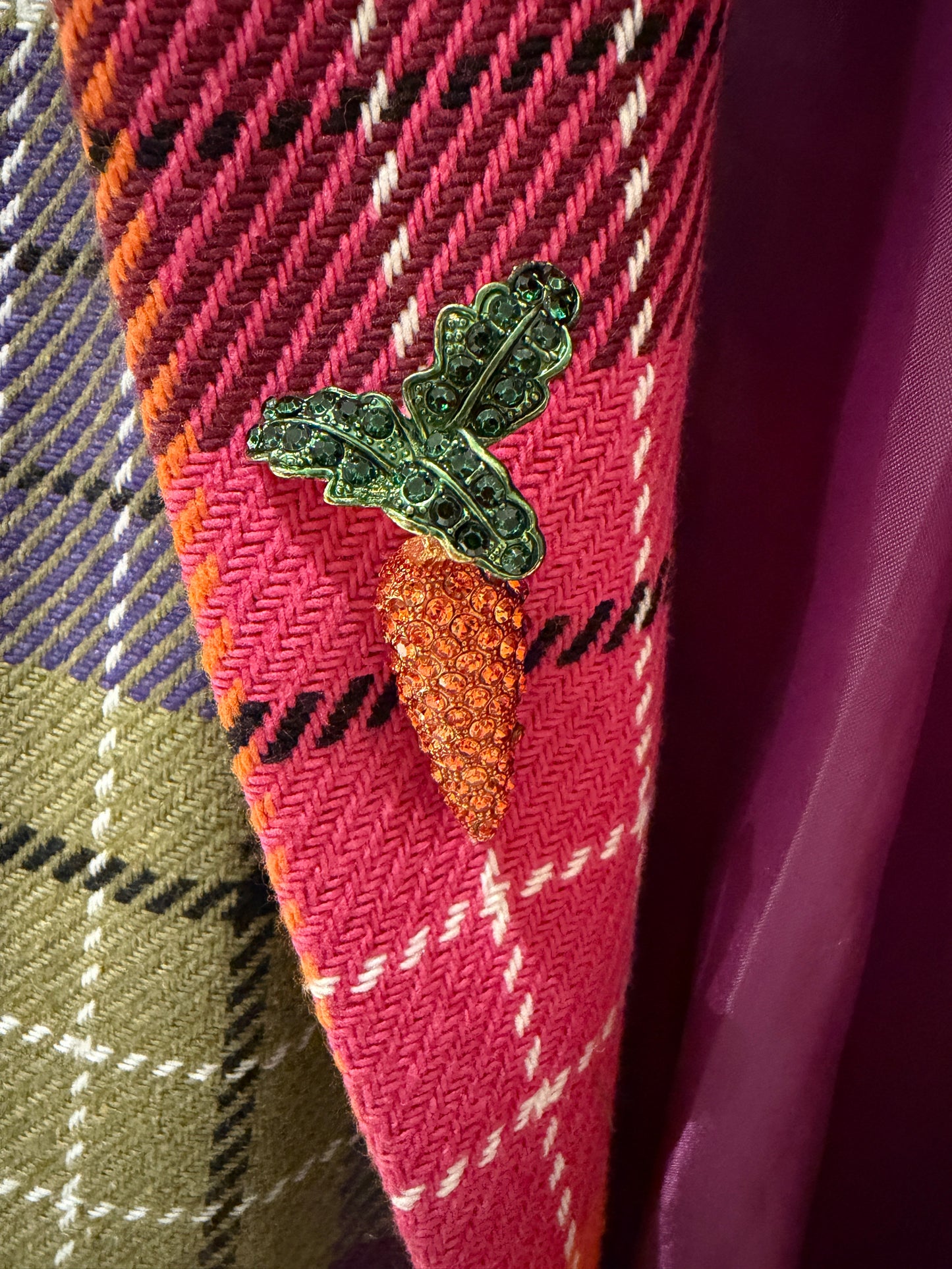veste blazer écossaise rose orangée