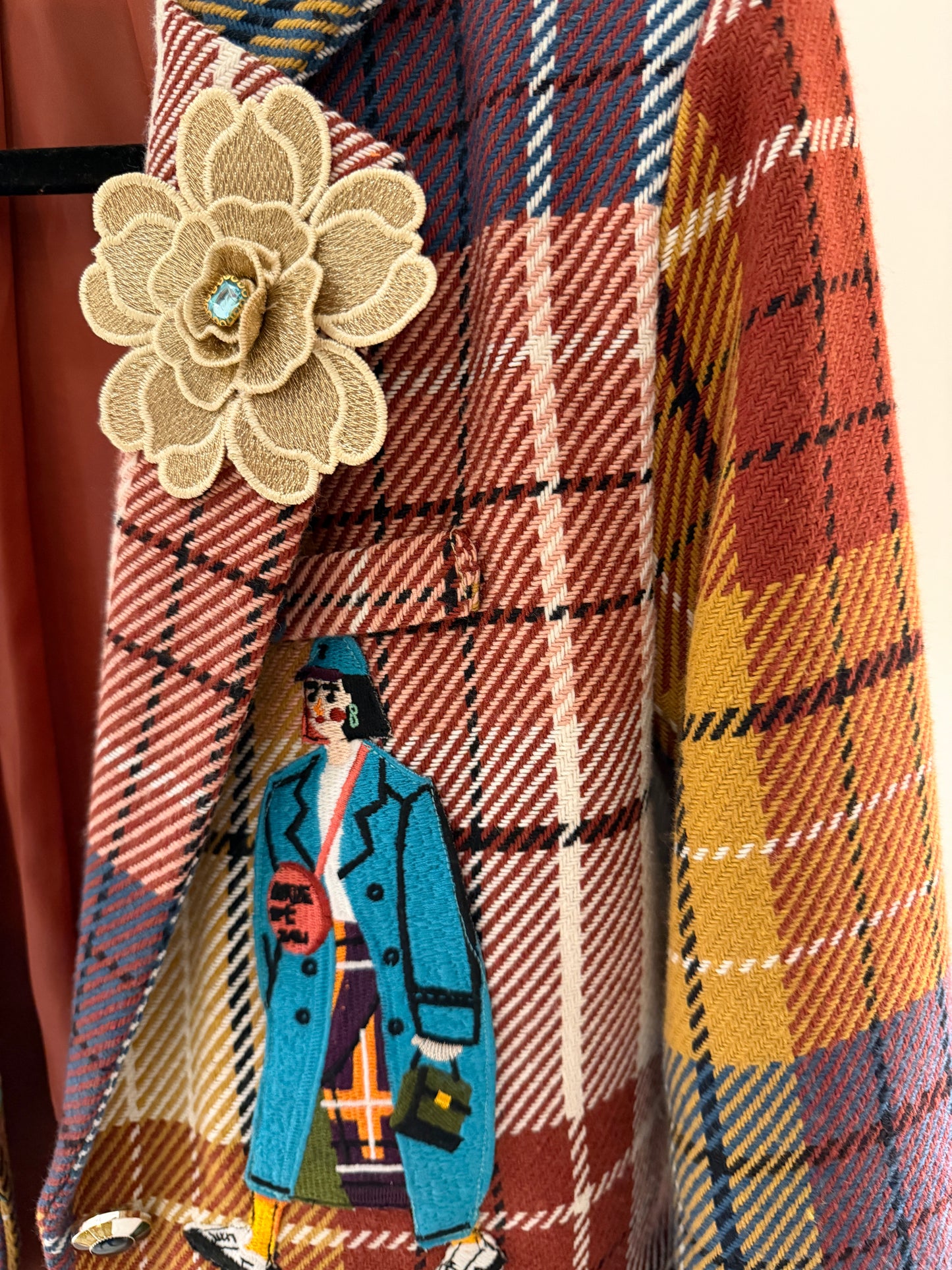 Veste blazer écossaise bleue