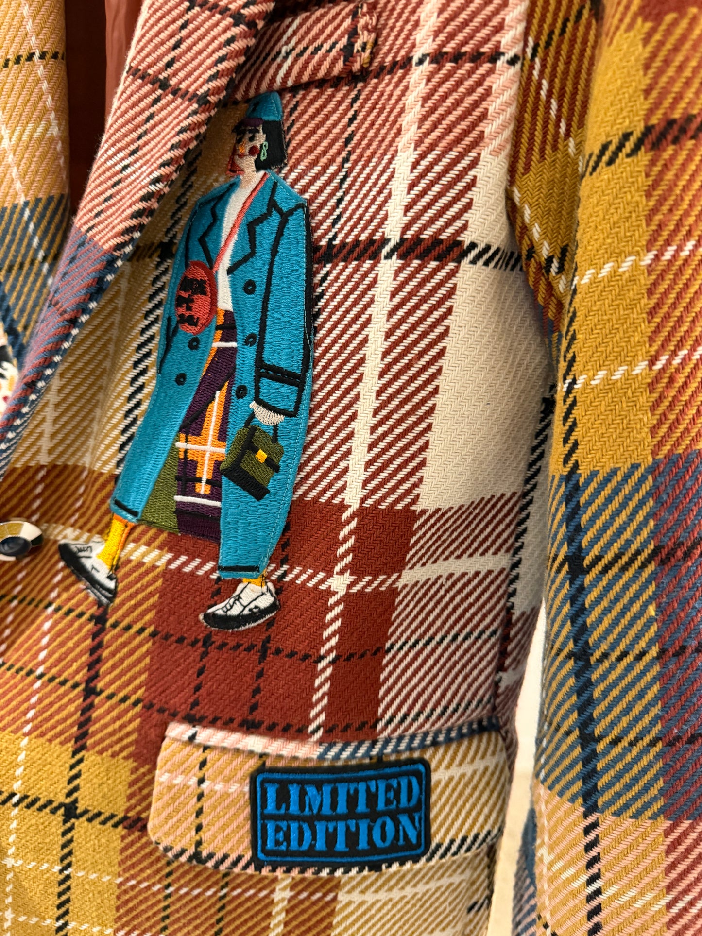 Veste blazer écossaise bleue