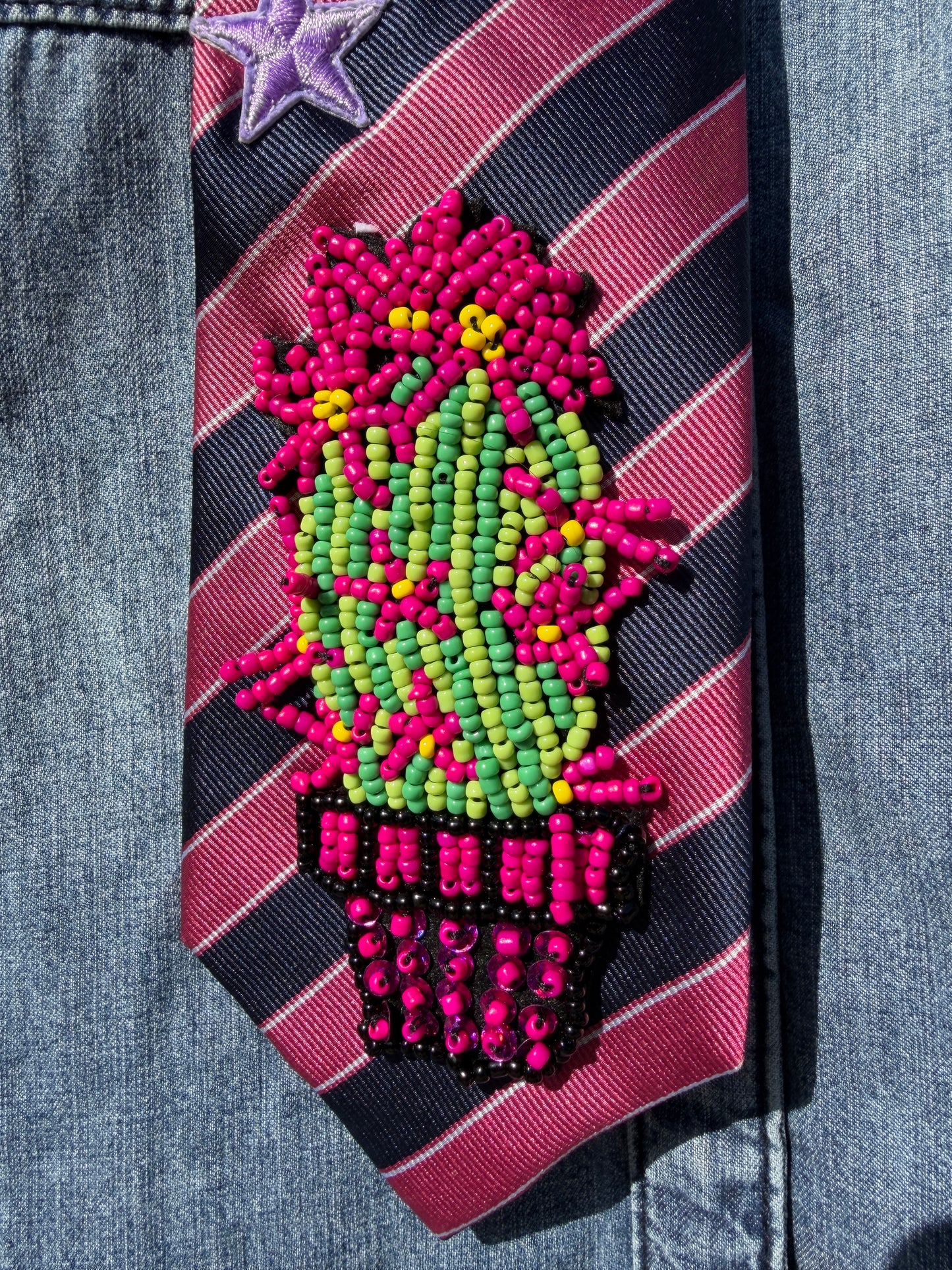 Cravate bijou - "Original cactus" - pièce unique