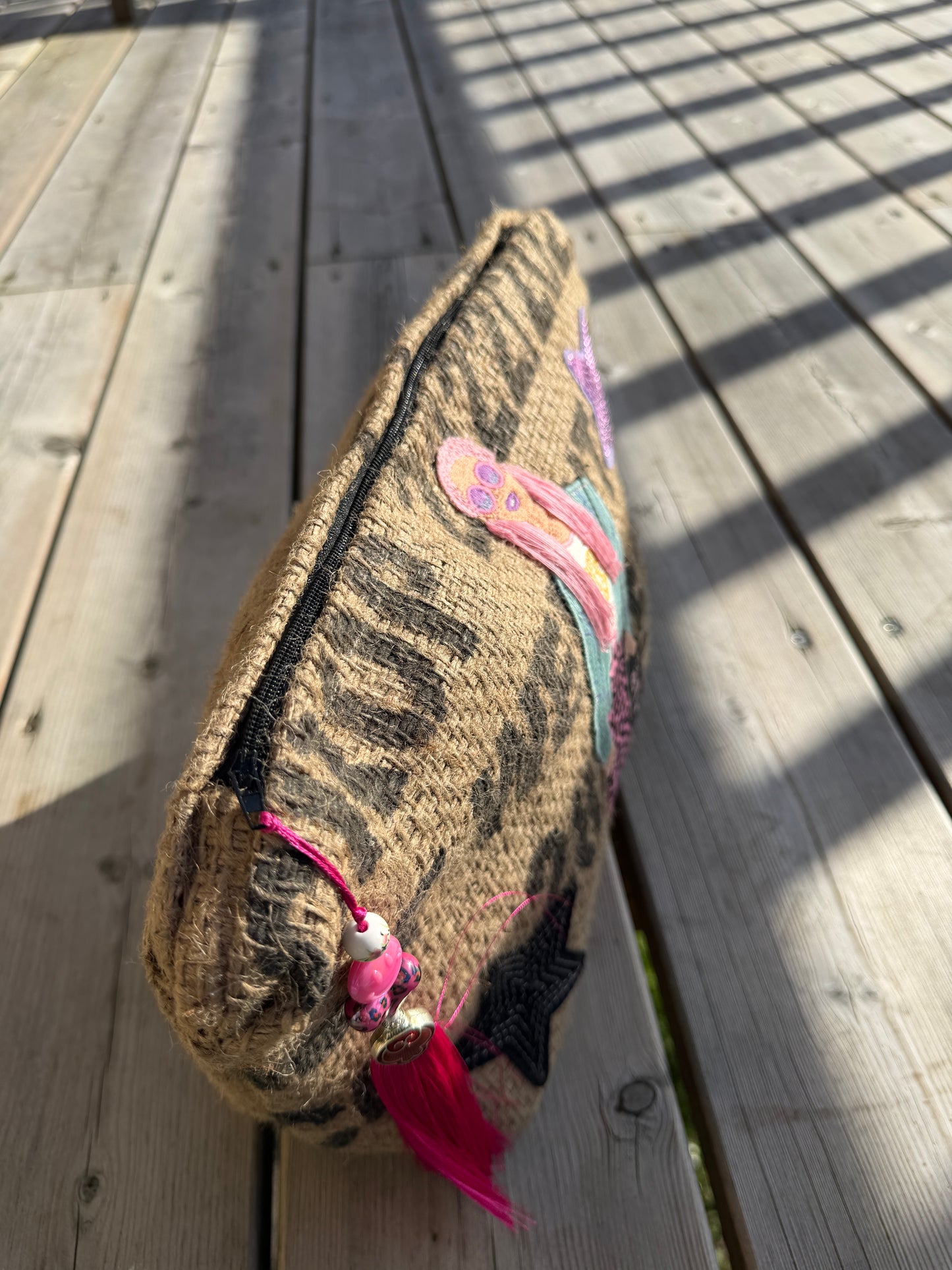 Pochette femme  - "So chic" - toile de jute - pièce unique