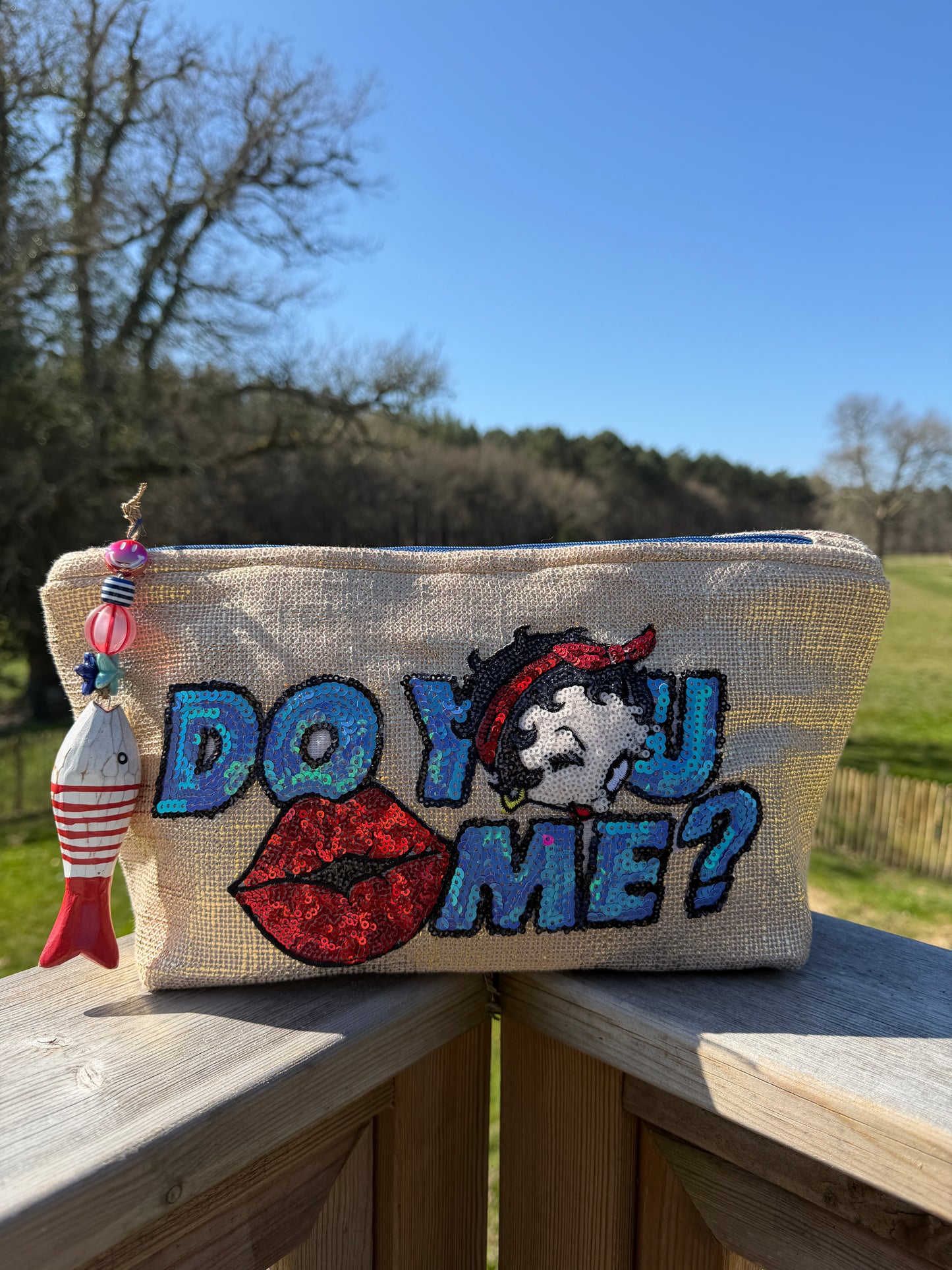 Pochette femme - "Do You Love Me"- tissu lamé - pièce unique