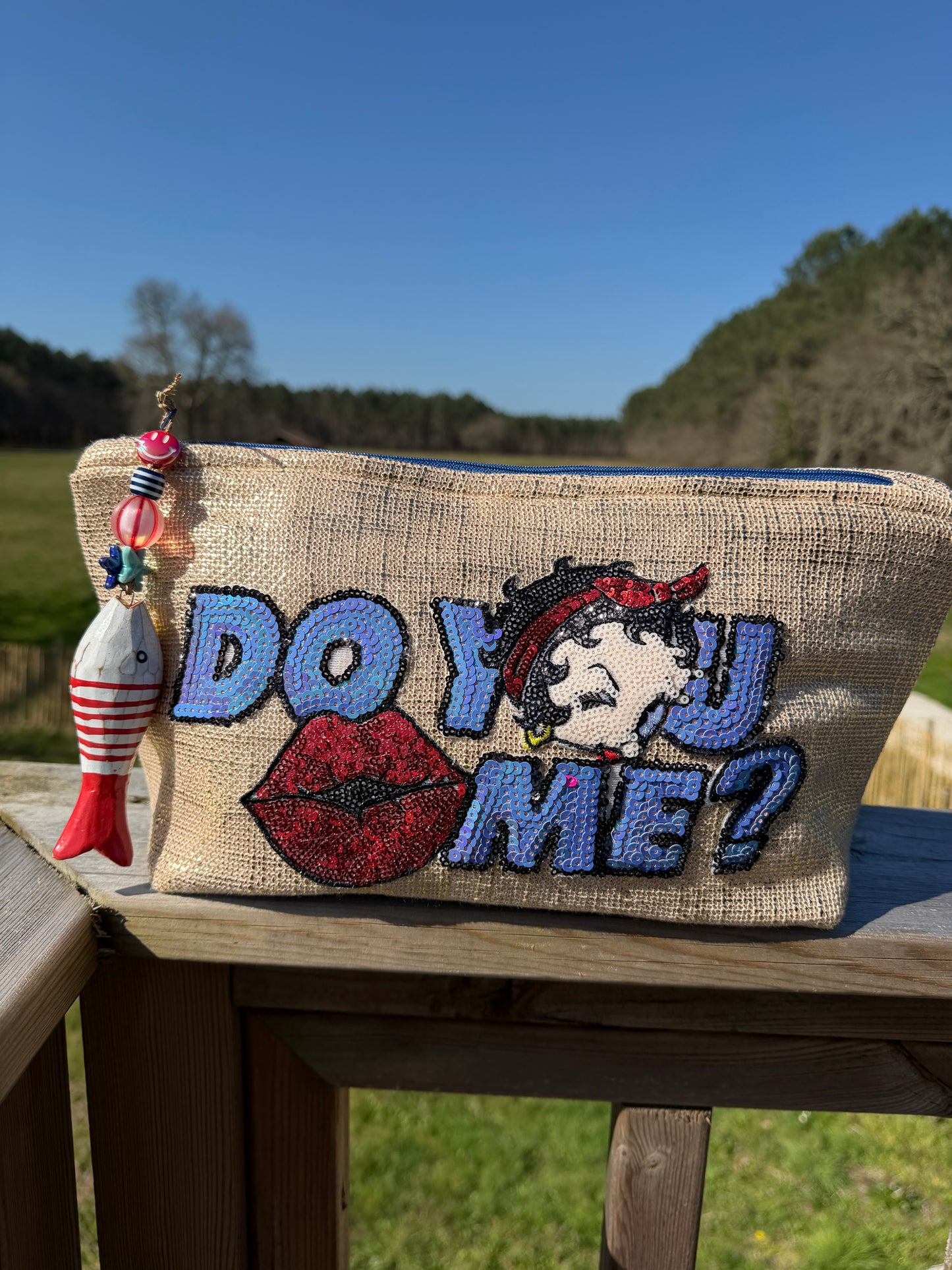 Pochette femme - "Do You Love Me"- tissu lamé - pièce unique