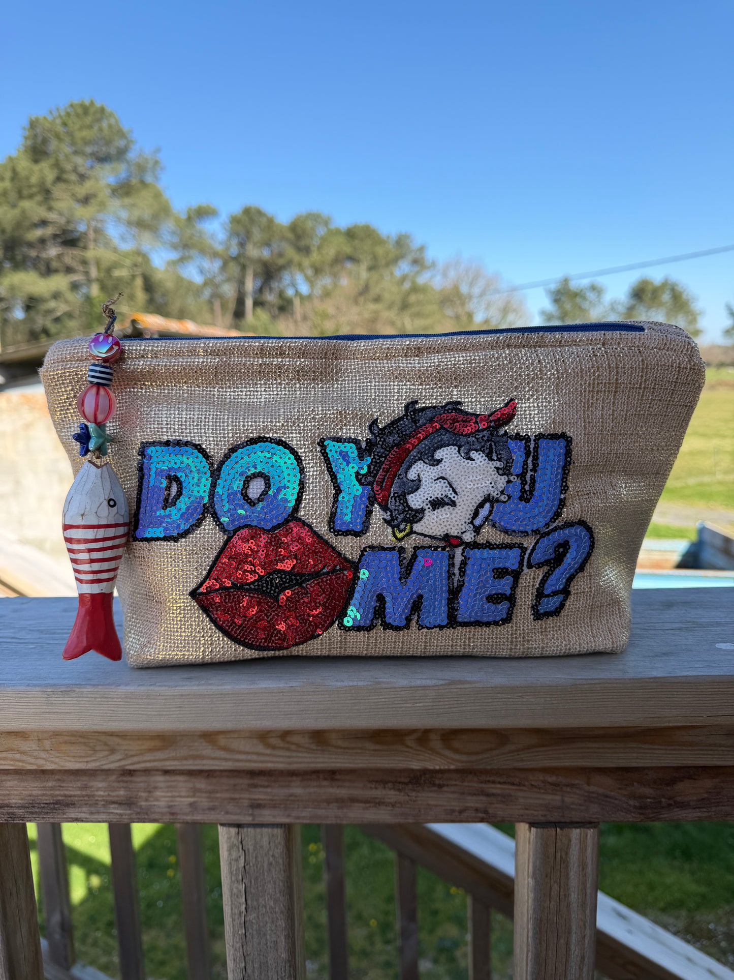 Pochette femme - "Do You Love Me"- tissu lamé - pièce unique