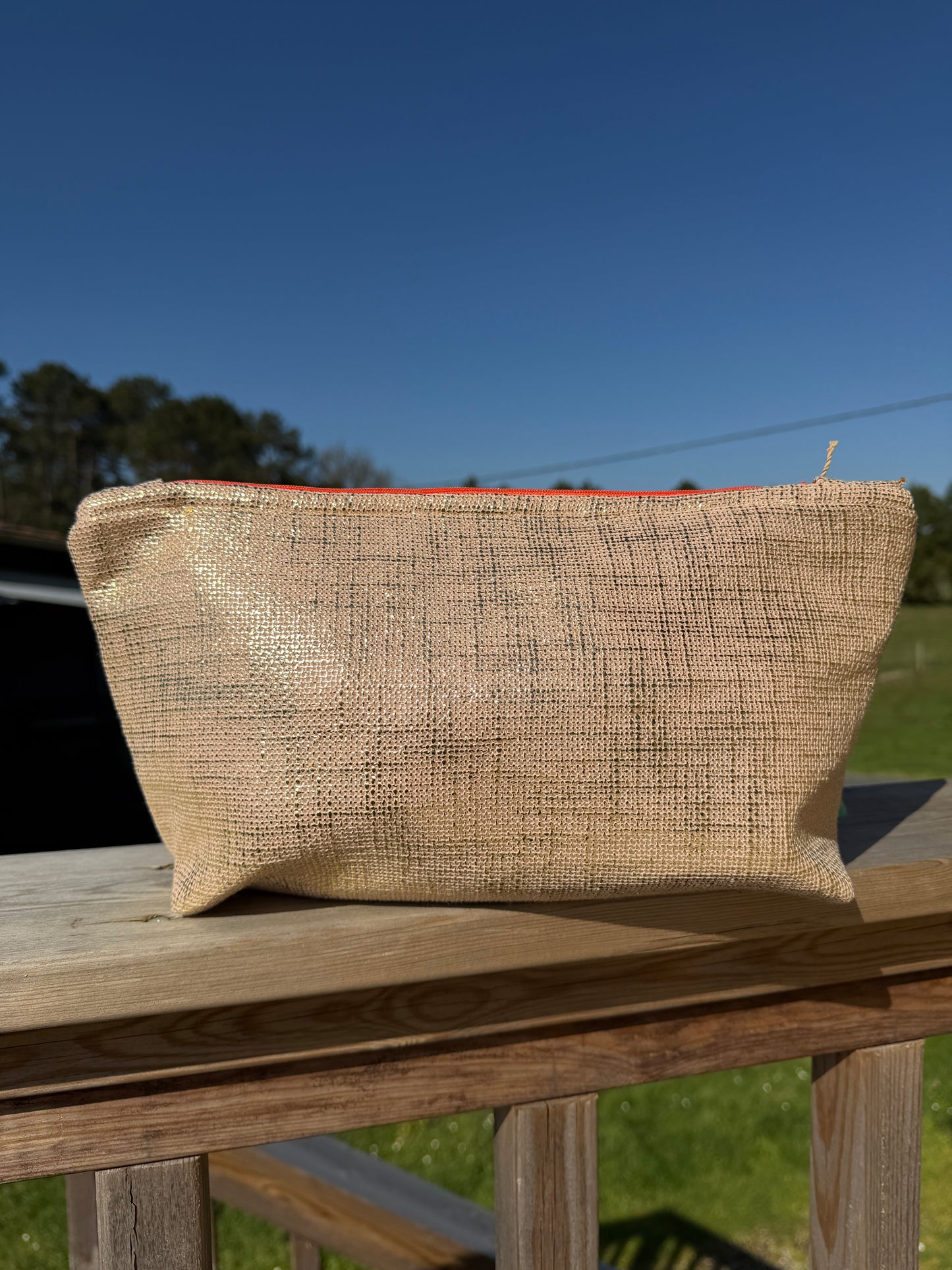 Pochette femme -"Good Vibes" - tissu lamé - pièce unique