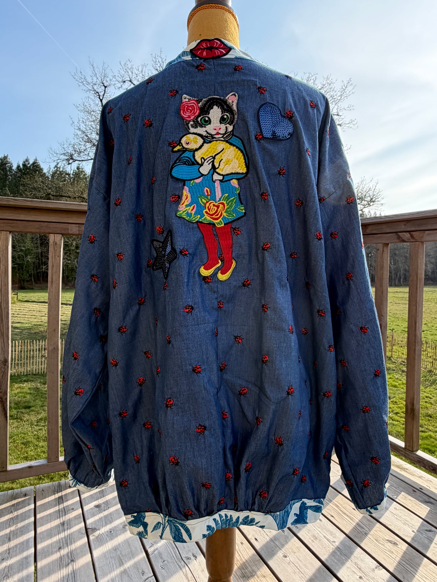 Kimono femme - "Chat Beauté" - Pièce unique